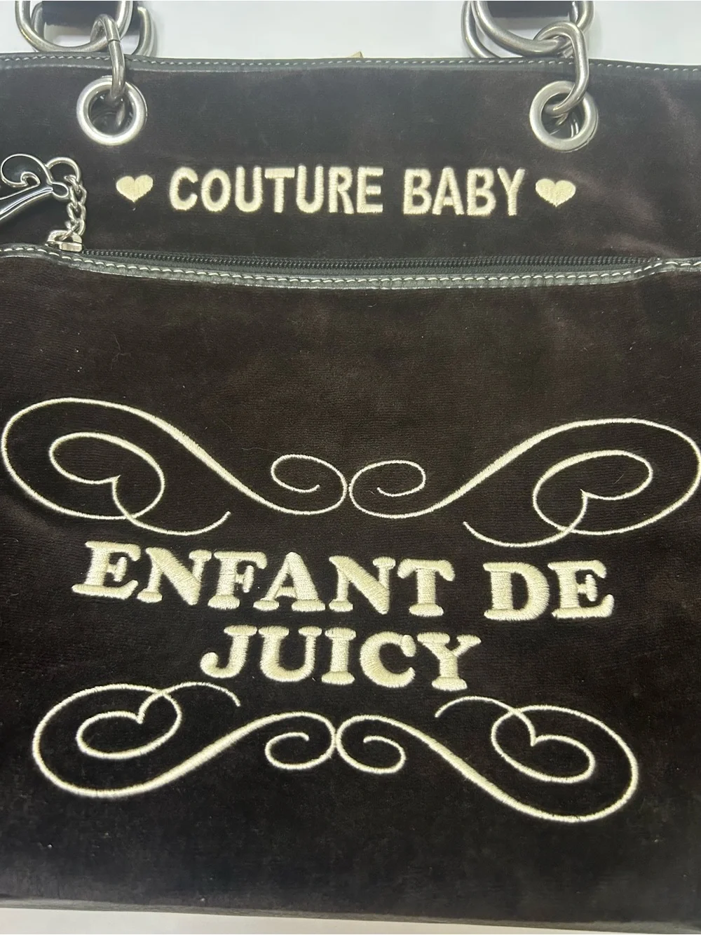 Juicy Couture Vintage 2008 'Couture Baby' Black Diaper Bag with Changing Pad